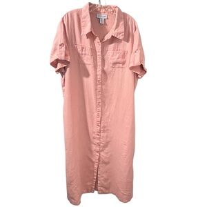 J.G. Hook Blush Pink 100% linen Button-Up Dress Size 22W